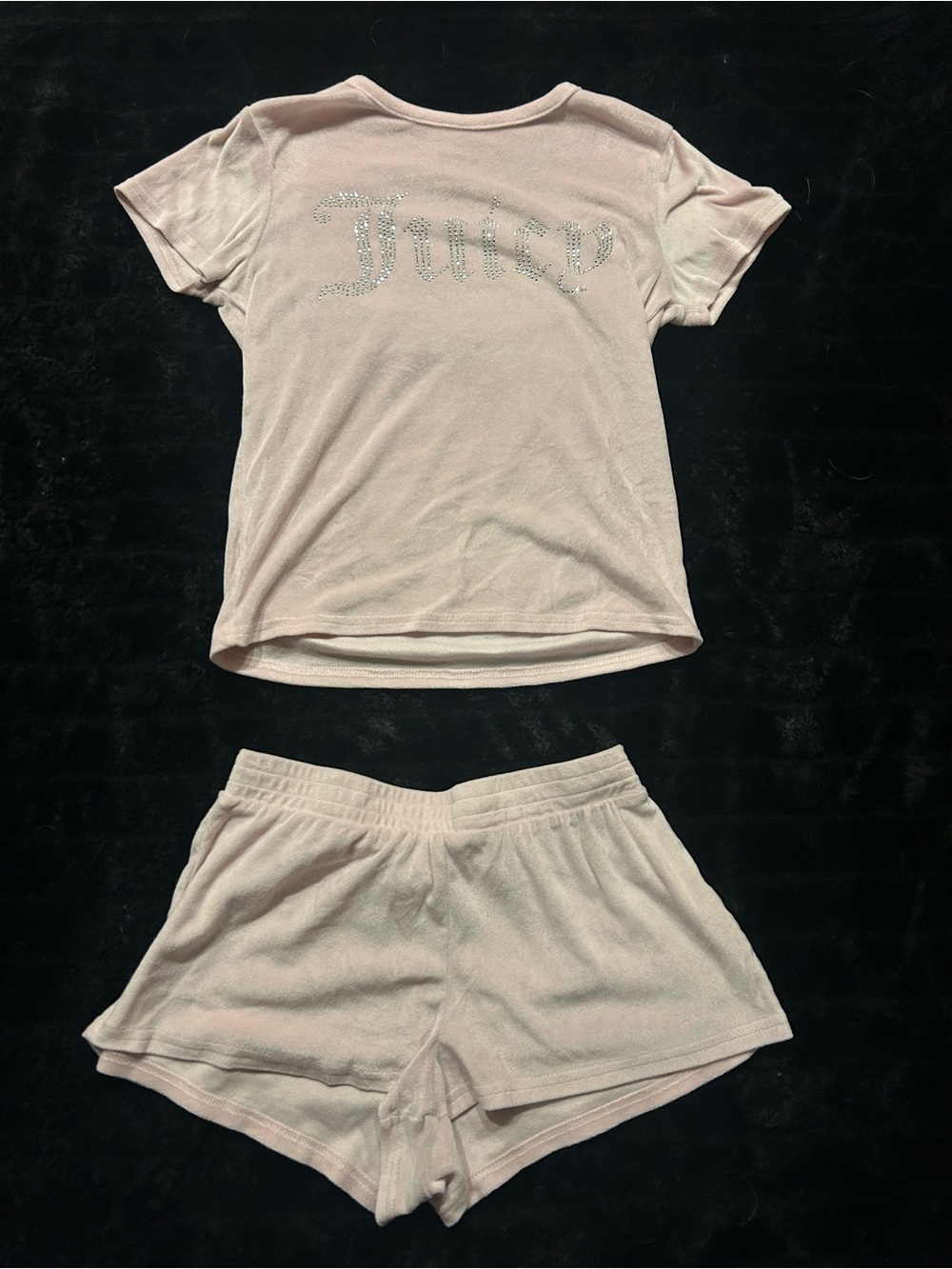 Juicy Couture Light Pink Rhinestone Logo Short Pajama Set